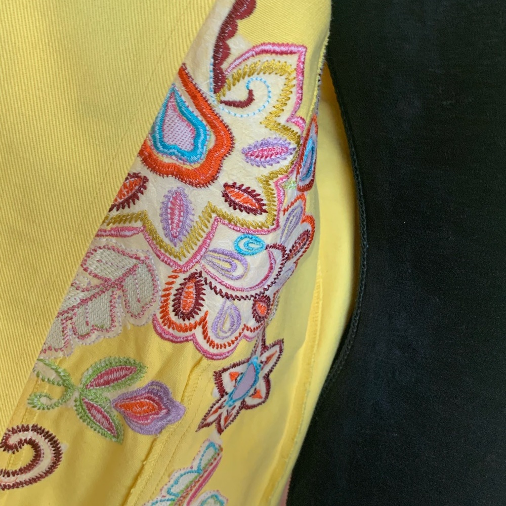 BFA CLASSIC Vintage Bright Yellow Embroidery Jacket Floral Design Size L Petite - Picture 7 of 16